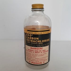 Vintage EXO Carbon Tetrachloride Dry Cleaning Agent Collectable Empty Bottle